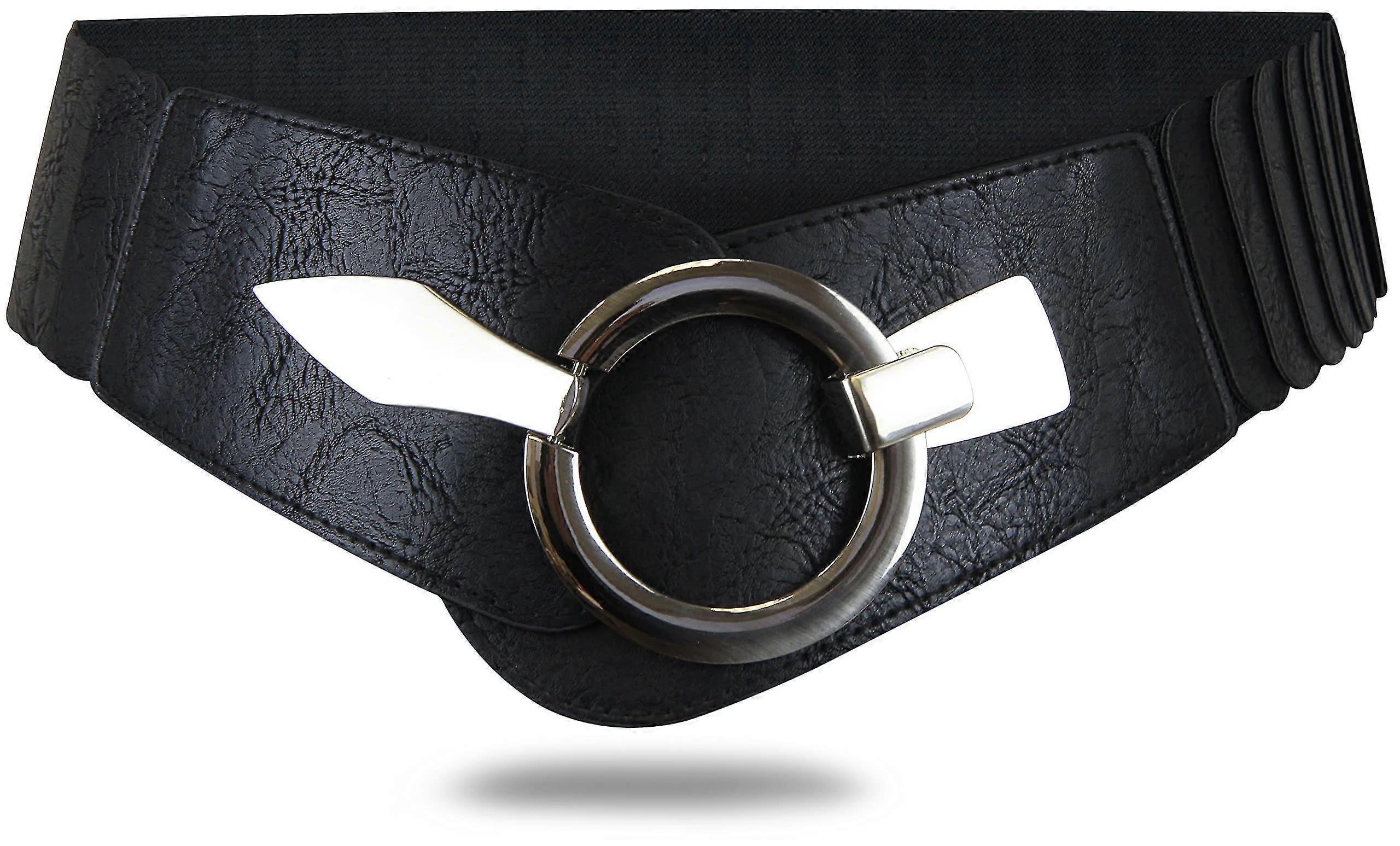 Elastic Women's Waist Belt, Approx. 6 Cm Wide Hip Belt With Silver Ring Clasp, Stretch Belt