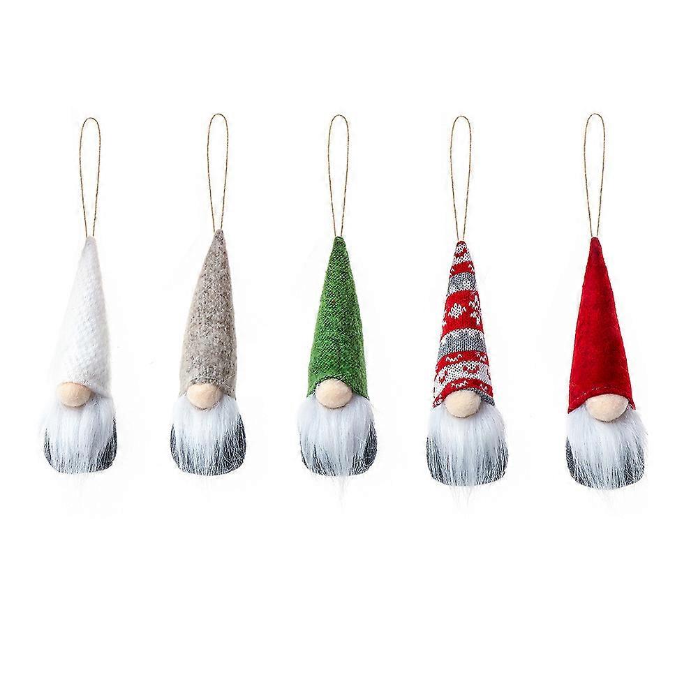 5Pcs 2022 Christmas Gnome Doll Xmas Tree Hanging Pendant Plush Gonk Ornaments Party Decoration