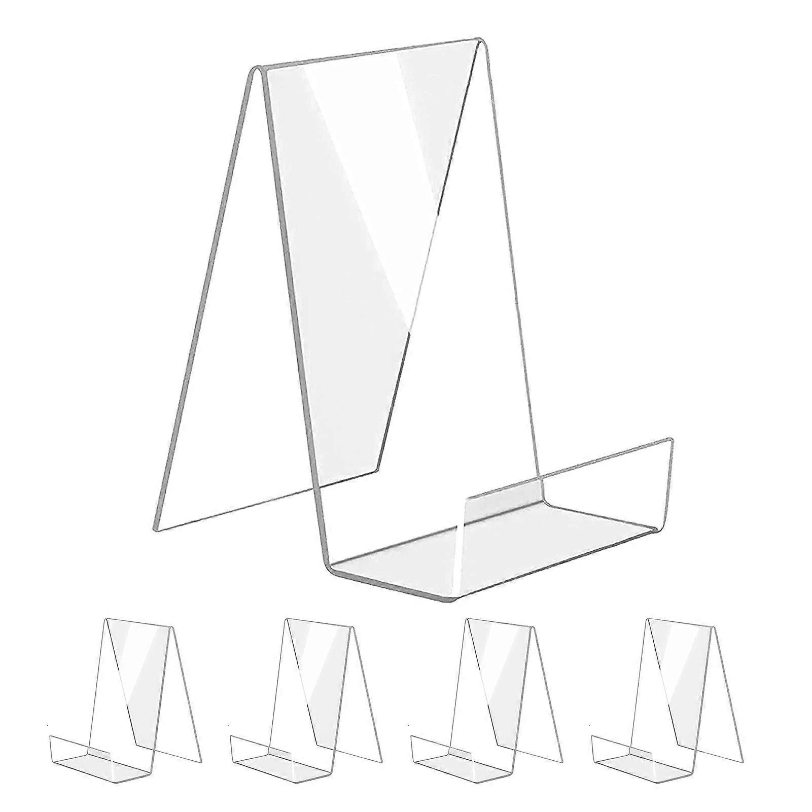 5Pcs Acrylic Display Bracket Transparent Easel Stand Smooth Edge Burr-Free High Stability Magazine Postcard Book Display Holder