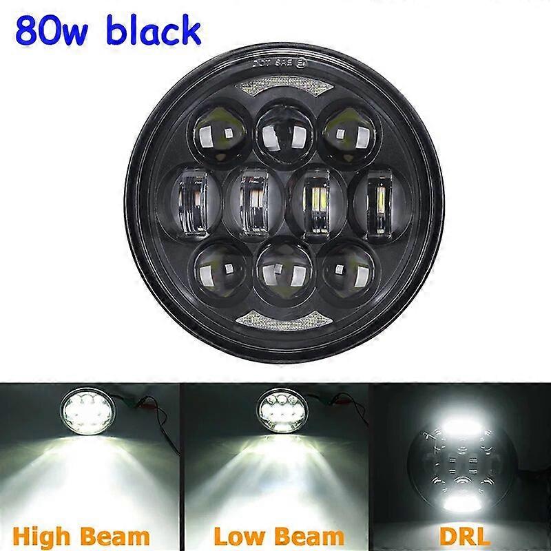 Faro Anteriore Per Sportster 883 Per XL883 FXCW/C FXS Per FXSB Per V-Rod 1993-2024 Fari A LED Per Moto 5,75 Pollici Faro 5 3/4 con Angel Eye Moto Moto Faro(Black Combo