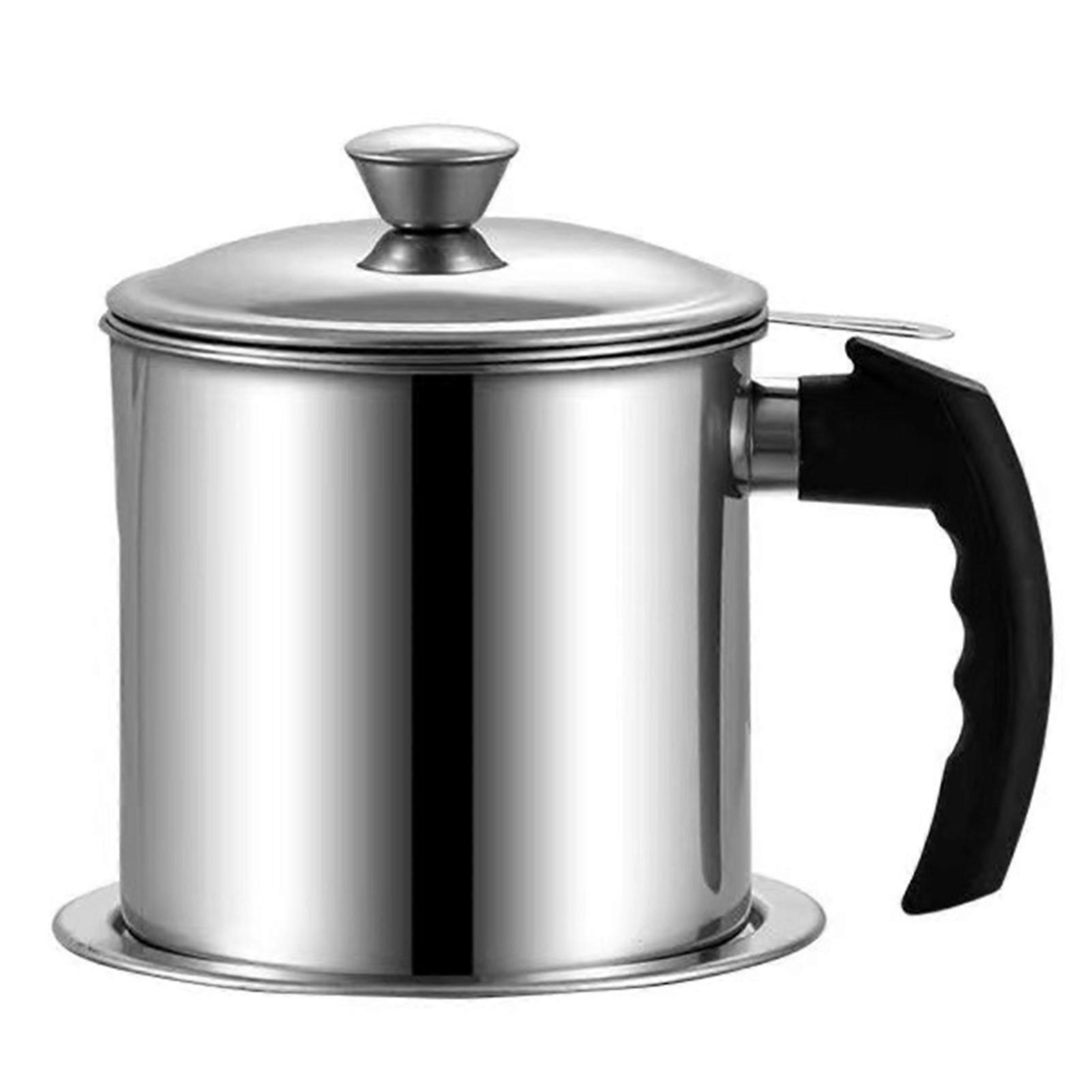 1.3L Oil Strainer Pot Fine Mesh Fast Filtering with Lid Stainless Steel Frying Bacon Fat Oil Storage Container Kitchen Supplies KAESI