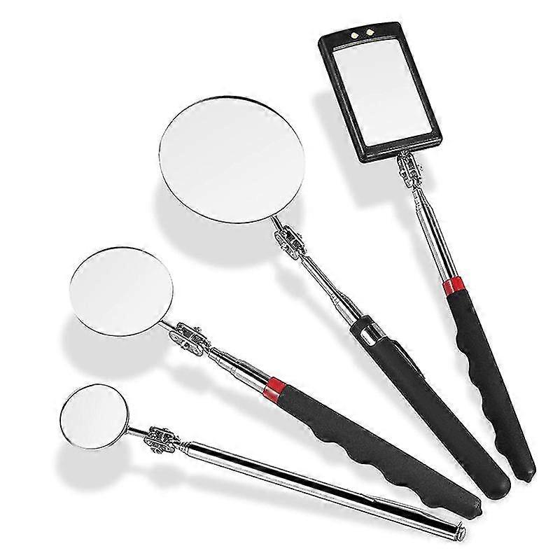 4pctelescoping Inspection Mirror,led Lighted Flexible Telescoping Mirror Inspection Tool For Checking Vehicle Small Part