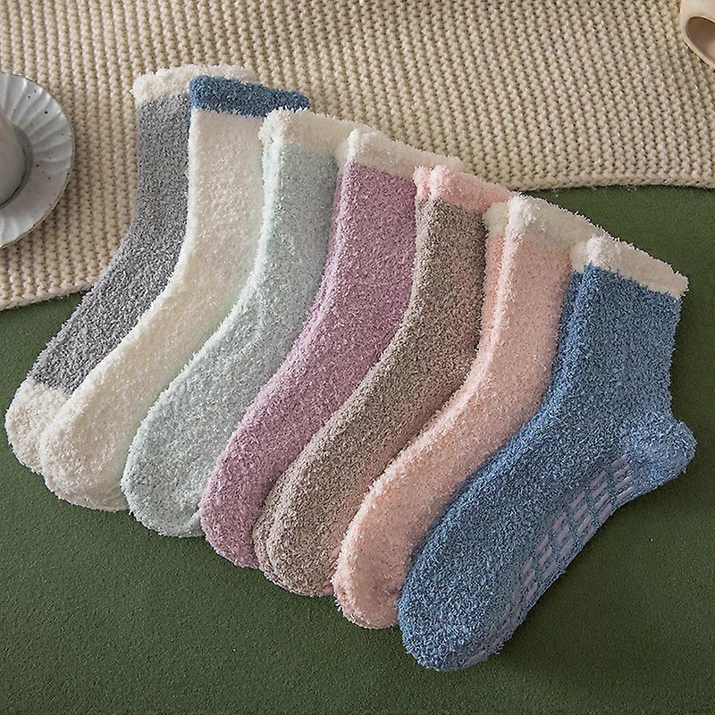 7 par korallfløyelssokker kvinner vinter
