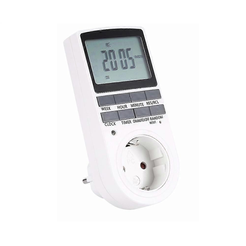Electrical and Digital Socket Programmer, Digital Socket Timer with 10 Daily Weekly Programs with Anti-Theft Mode and Large LCD Screen, Save Electrici