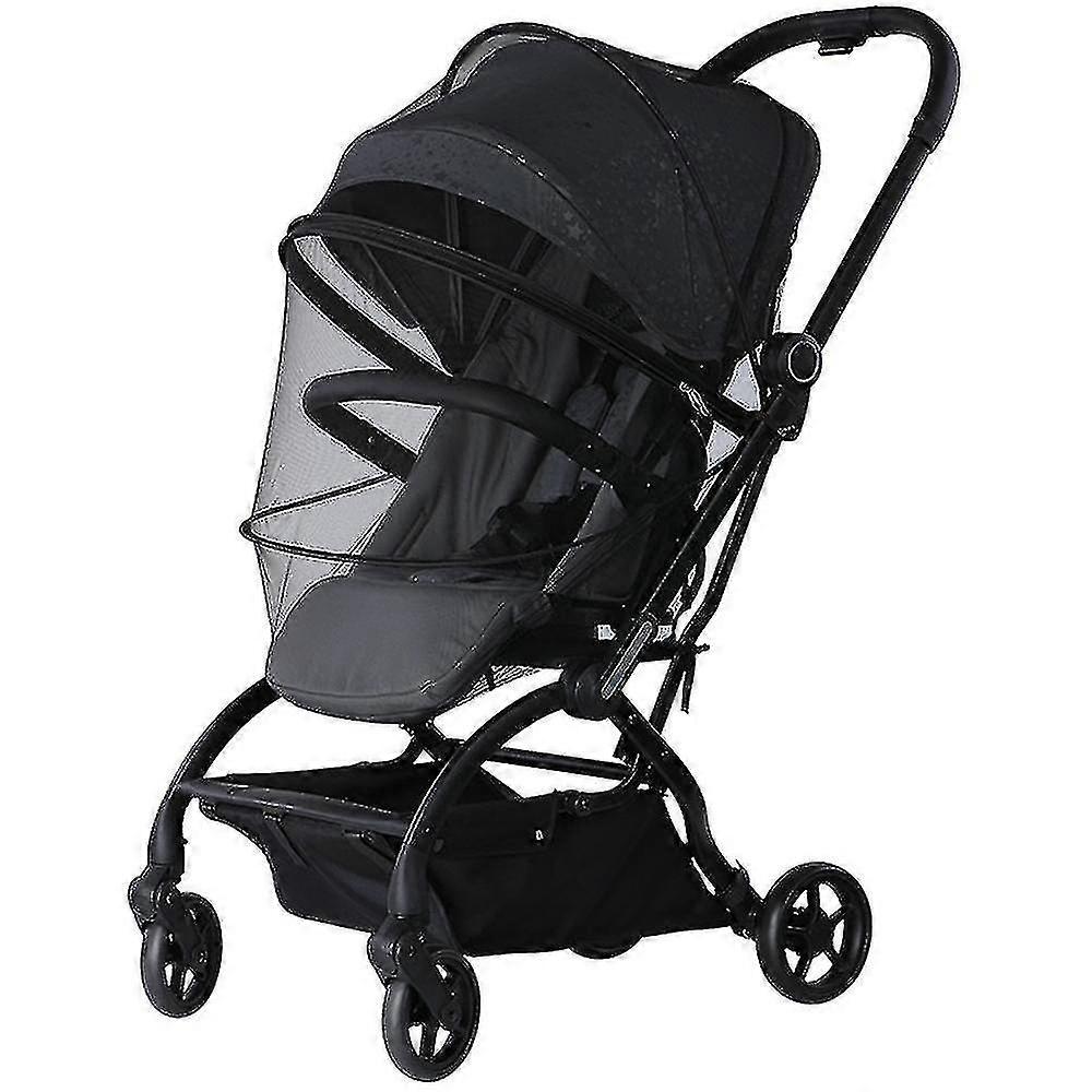 Universal Stroller Mosquito Net - Foldable Pram Mosquito Net With Two-way Zipper For Stroller, Car Seat, Prams And Carrycot (black)