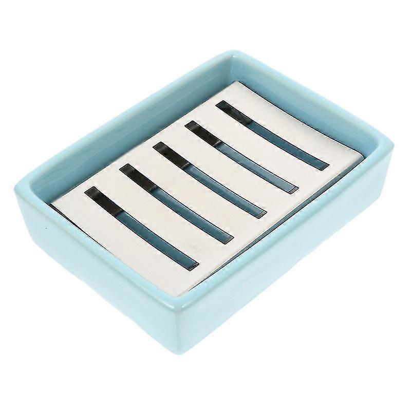 1pc Ceramic Soap Dish Tray Mould Proof Box Bathroom Draining Soap Container