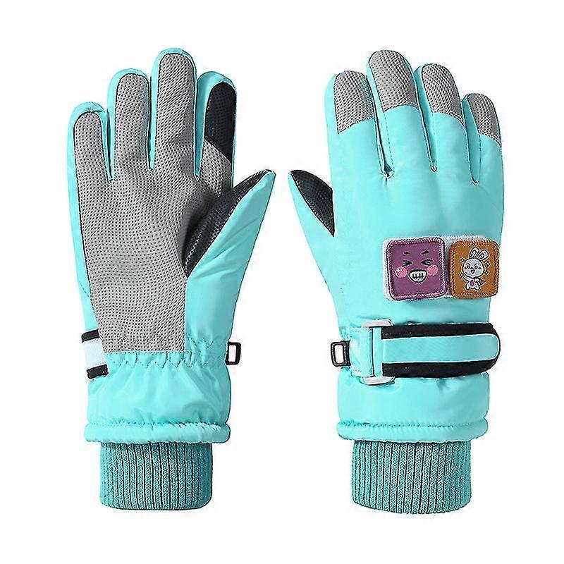 Children's Ski Gloves Cartoon Windproof And Coldproof Riding Split Fingers Plus Fleece To Keep Warm Cute Five-finger Gloves