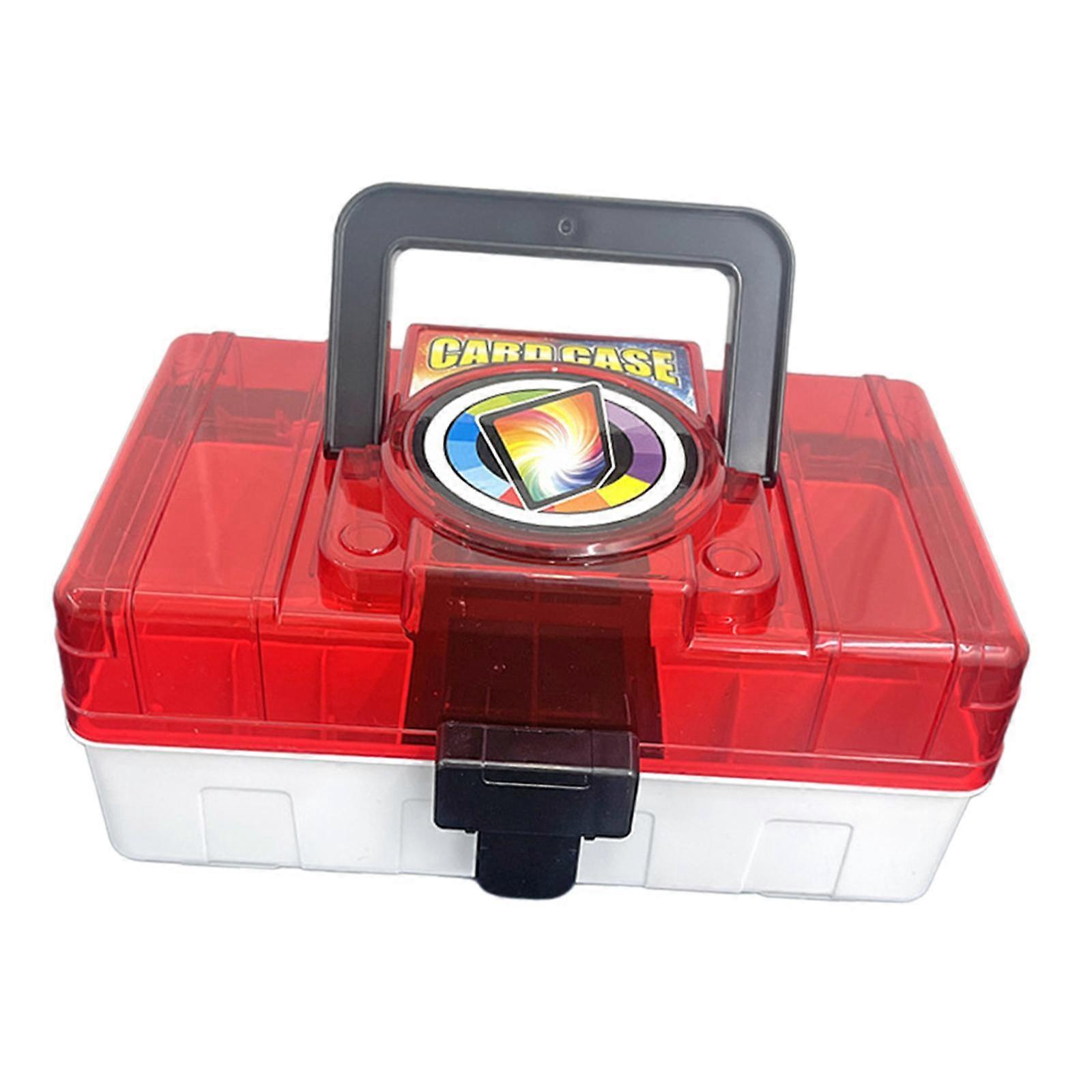 Card Organizer Box Multipurpose Storage Container Saver Box Collectible Case Clear Red