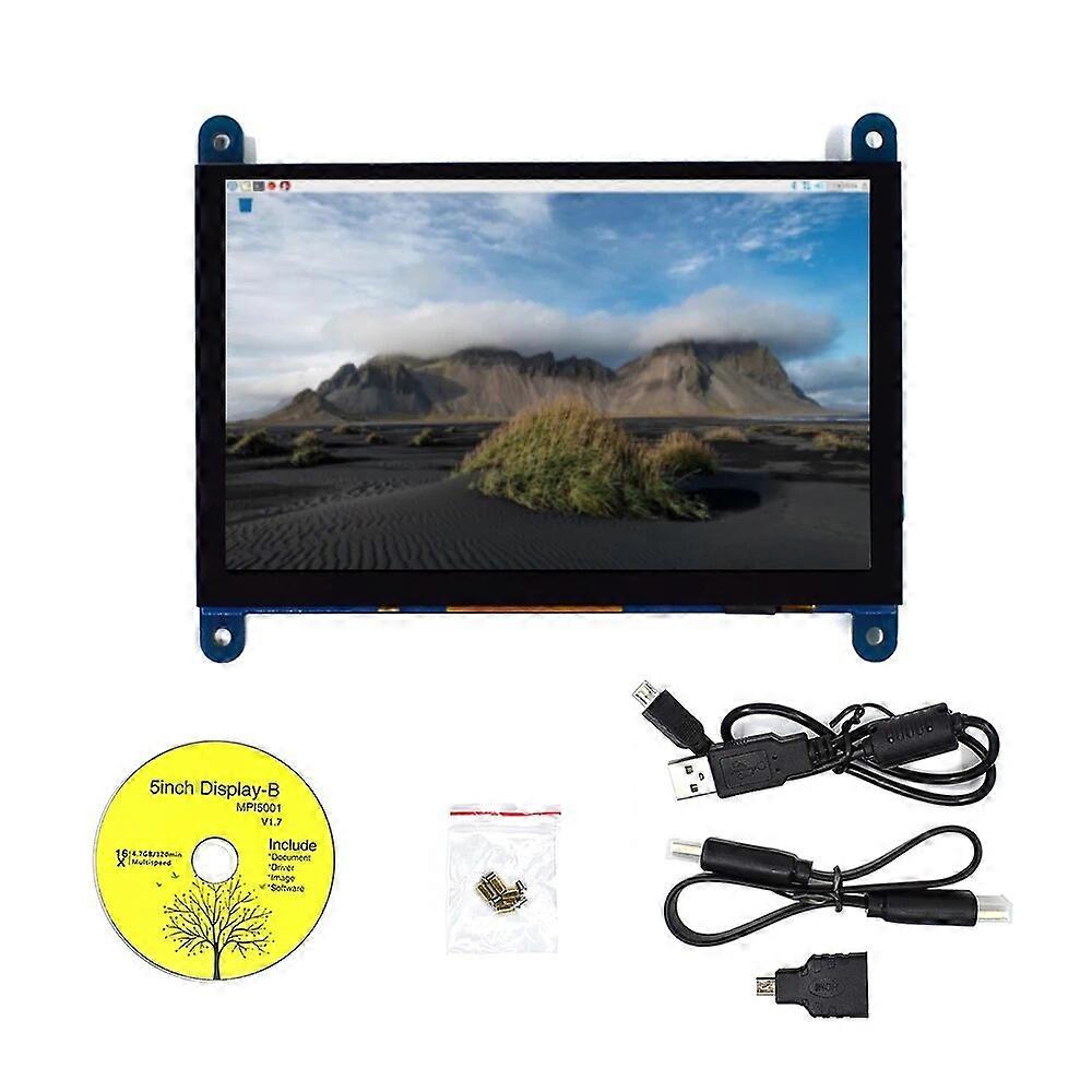 5 tommers bærbar skjerm HDMI 800 x 480 kapasitiv berøringsskjerm LCD-skjerm for Raspberry Pi 4 3B + / PC / Banana Pi