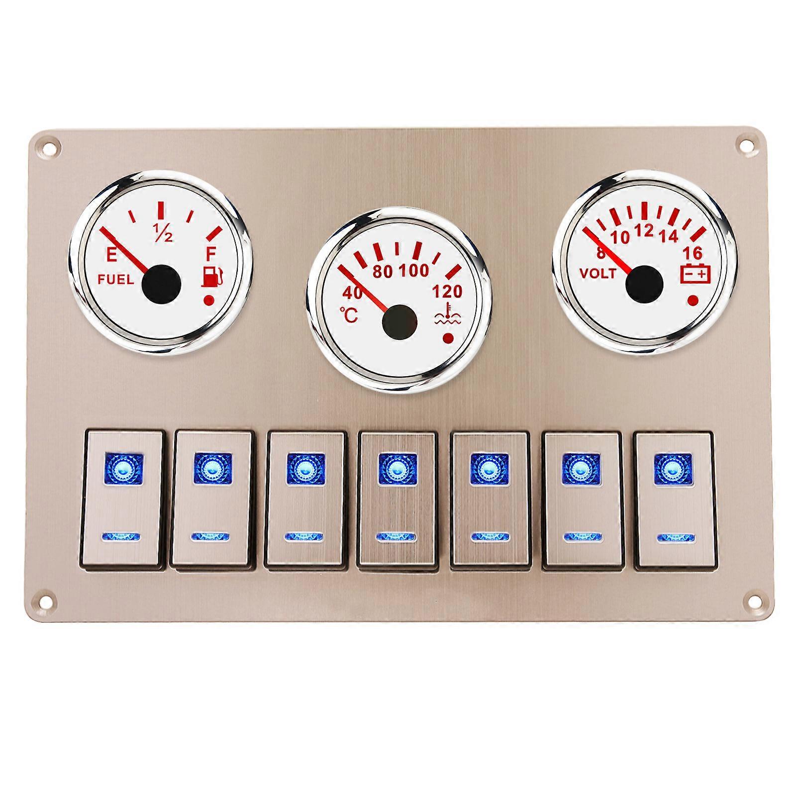 Universal Digital Car Panel 12V Instrument Clusters Water Temperature +Volt Gauge+Oil Pressure Gauge+fuel Meter Switch Panel