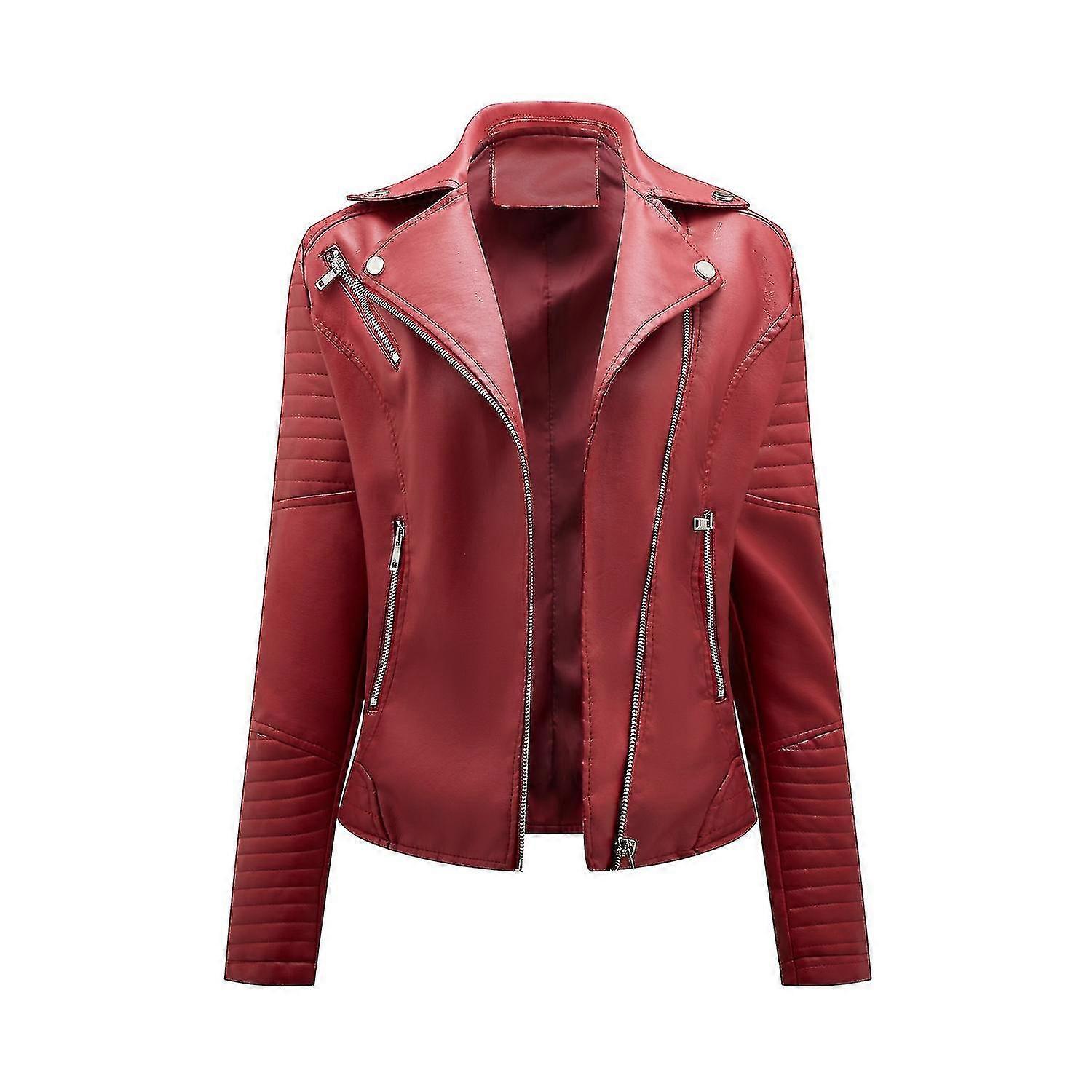 Primavera e Outono Curto couro aparar lapela jaqueta de motociclista jaqueta zipper jaqueta para mulheres