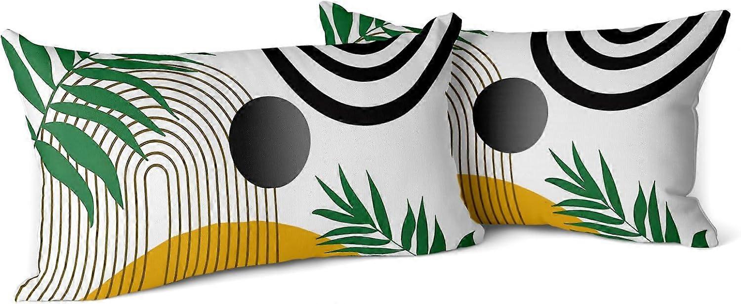 Boho Yastık Kılıfları 12x20 Set of 2, Bohem Orta Çağ Tarzı Yeşil Altın Atma Yastık Kılıfları Çiftlik Evi Vintage Soyut Sanat Boho Dekor Yastık Kılıfı Ho