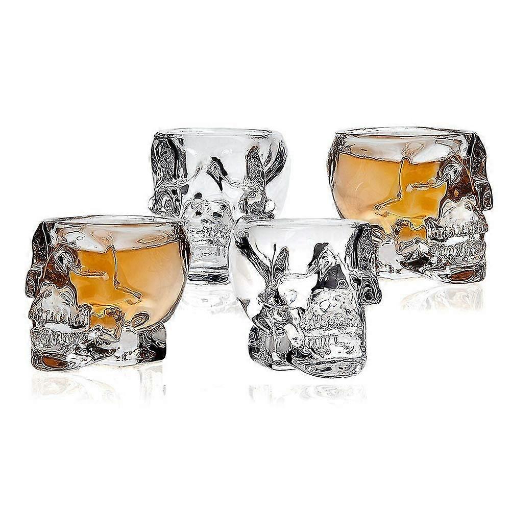 3d Skull Shot Glasses Crystal Skeleton Cup Halloween Drinkware, 4 PC