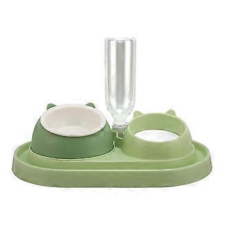 Ceramic Elevated Cat Food and Water Bowl Set Double Tilted Prevent Spill Slow Feeder