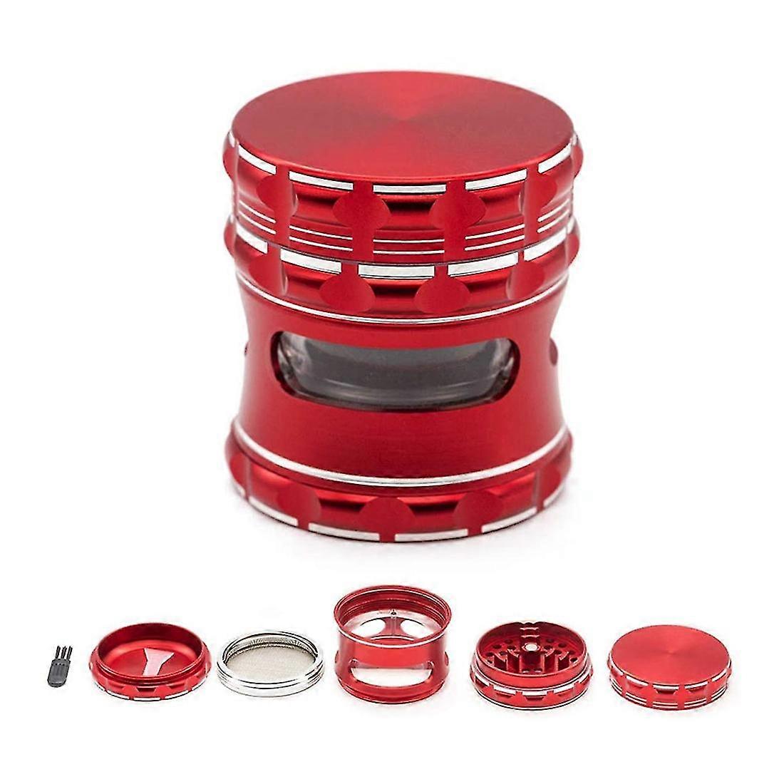 4 part metal herb grinder large spice grinder red