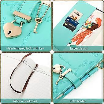 Herzförmiges Tagebuch Mit Schloss - Graues Notizbuch Für Mädchen 288 Seiten