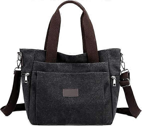 Kvinnors Canvas Tygväska, Vintage Work Handväska med Multi Pockes Mode Axelväska Causal Canvas Crossbody Väskor