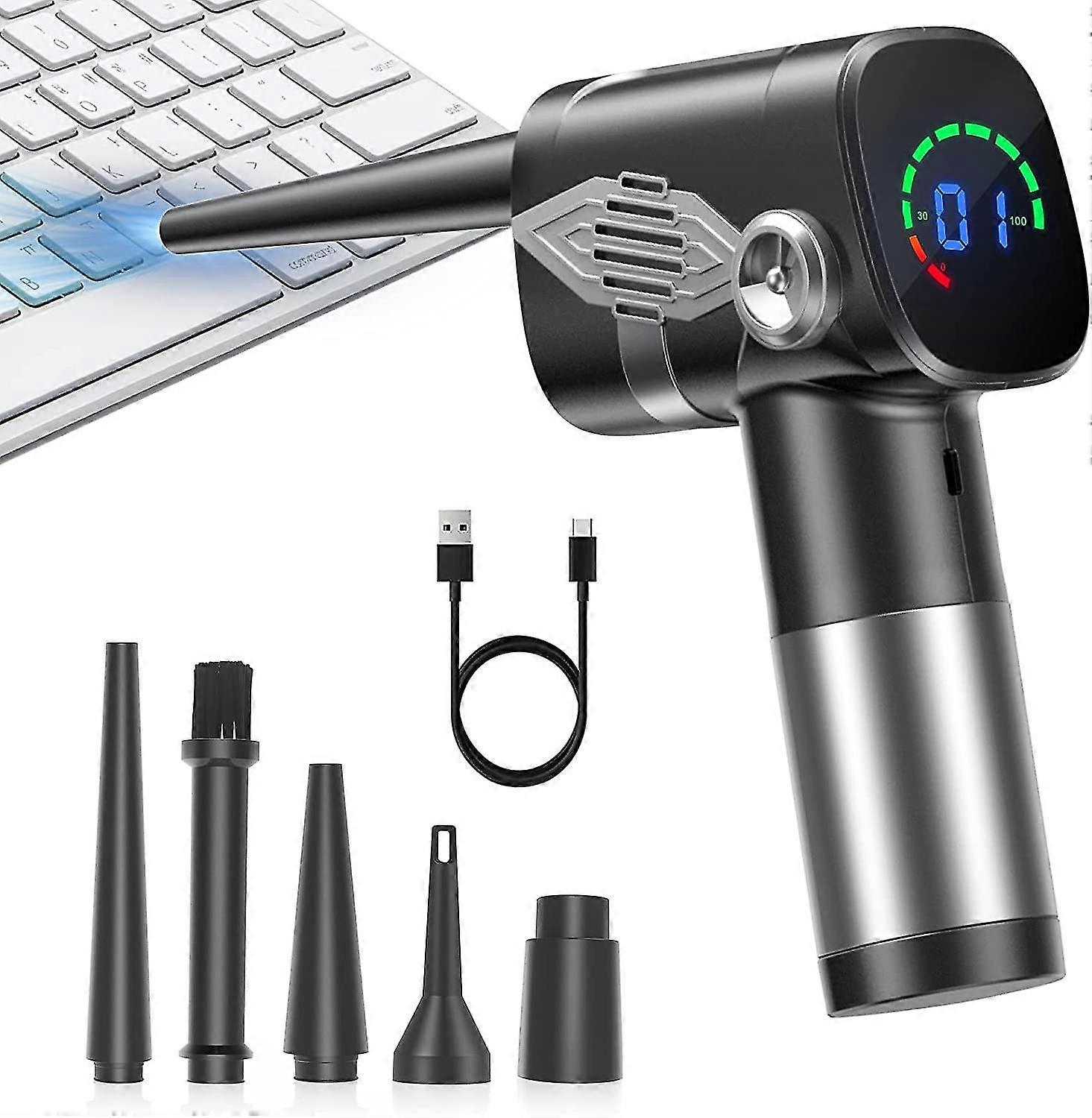 Electric Air Duster For Keyboard Cleaning Compressed Air,70000 Rpm Air Pump Cordless, Rechargeable 6000mah, Replaces Canned Air Can For Computercar An