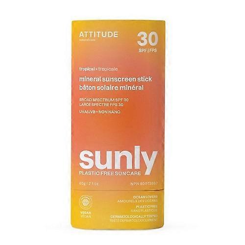 Attitude 热带矿物防晒棒 SPF 30 Sunly 无塑料 ,2.1 盎司