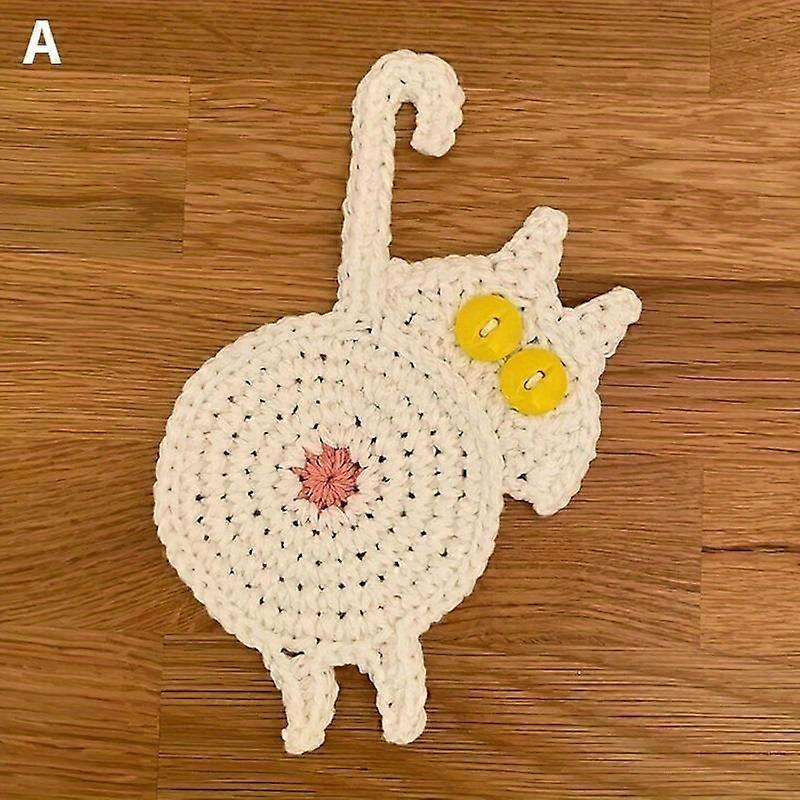 1pc Adorable Funny Cat-Shaped Coaster - High-Temp Resistant, Easy Clean, Durable & Quick-Drying, Heat Insulation Mat - Various Styles for Home, Restau