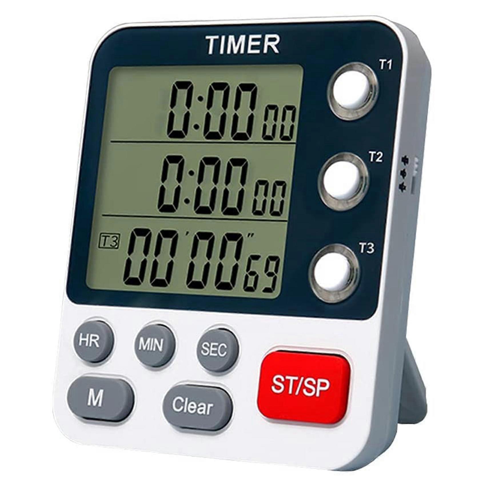 Digital Dual Kitchen Timer,3 Channels Count UP/Down Timer,Cooking Timer, Display,Loud Volume Alarm
