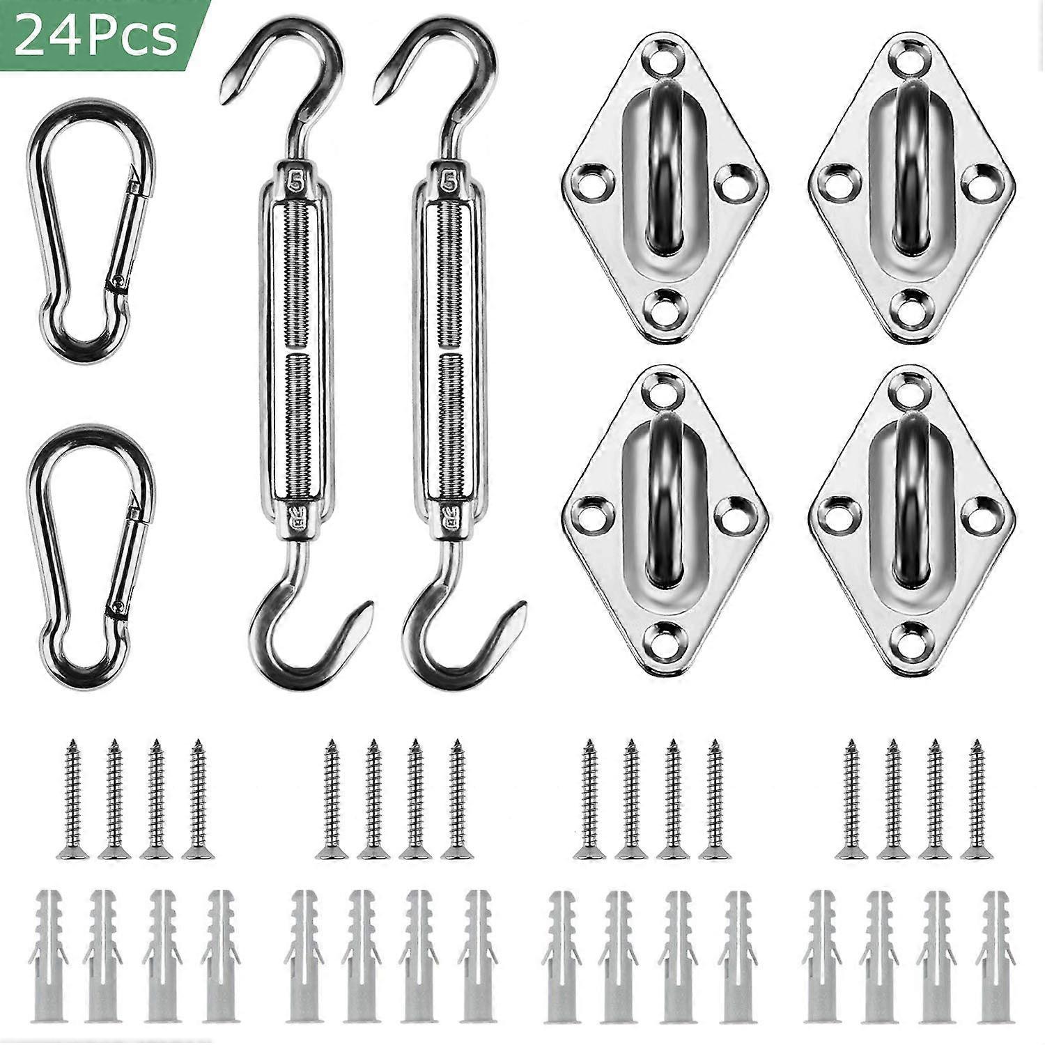 304 Marine Grade Shade Sail Hardware Kit 5 inch for Rectangle and Square Sun Shade Sails Installation, 24 Pcs