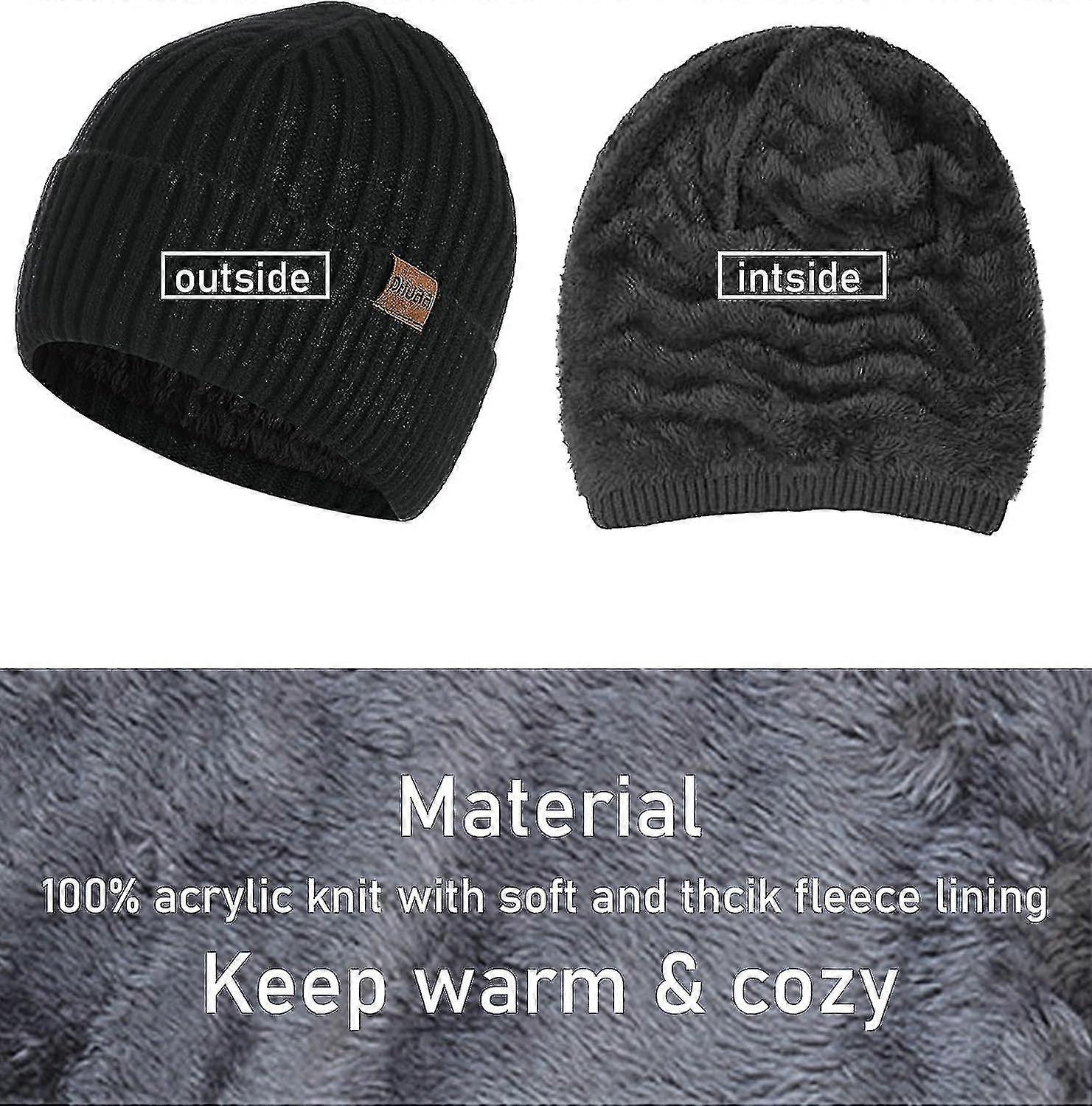 Skull Cap Stylish Hat Scarf Gloves Set Women Winter Touchscreen Gloves Men 3 In 1 Outdoor Warm Fleece Neck Snood Scarf Knitted Beanie Caps | Health Choice Essential Hat And Gloves Set Women
