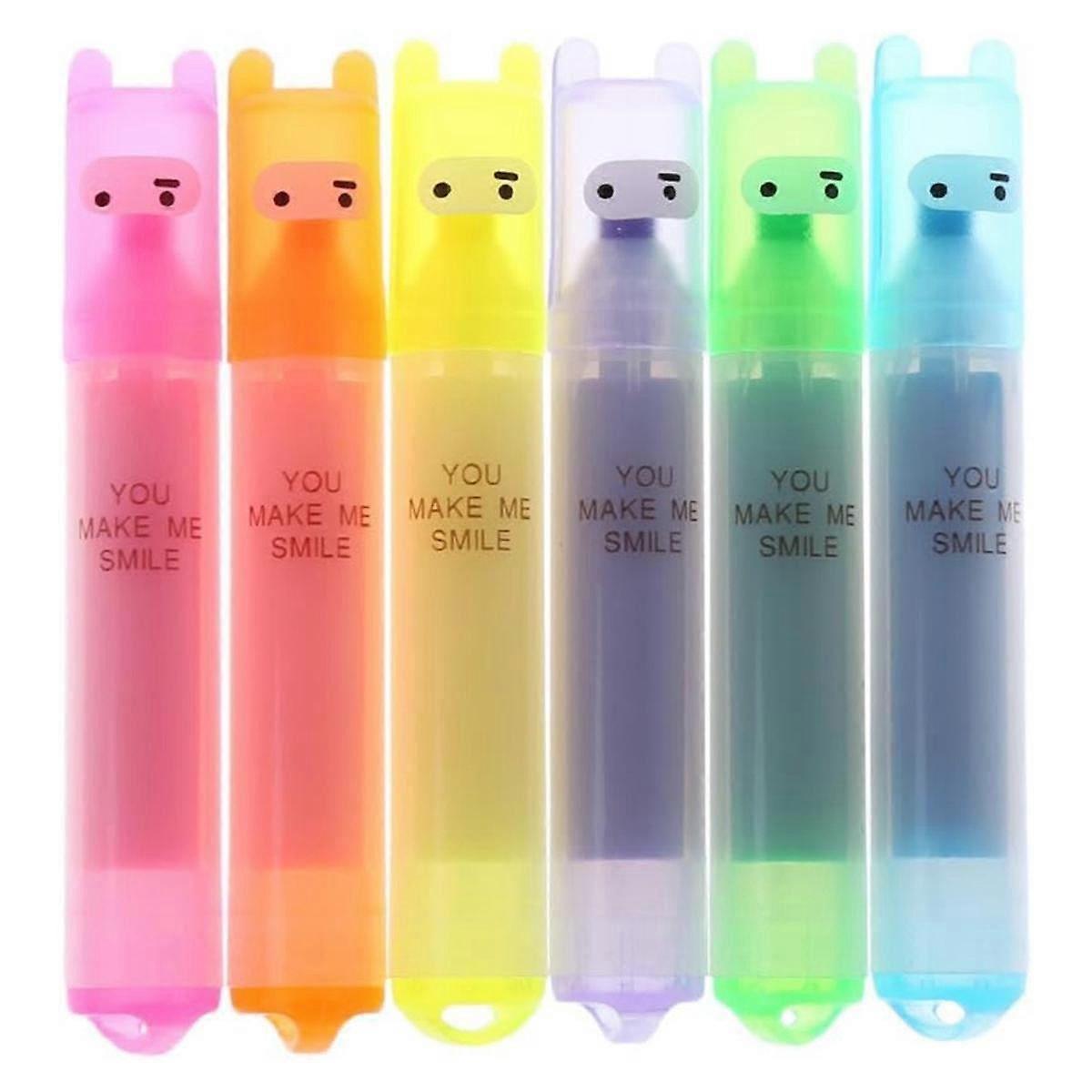 6PCS Korean -Highlighter Lovely Cartoon Marking Pen Office Stationery