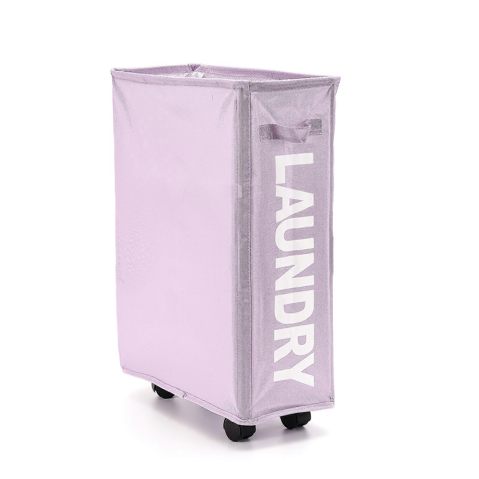 Collapsible Laundry Basket With Wheels Slim Folding Laundry Bins Small Handle For Carrying And Storing Clothes Or Toy