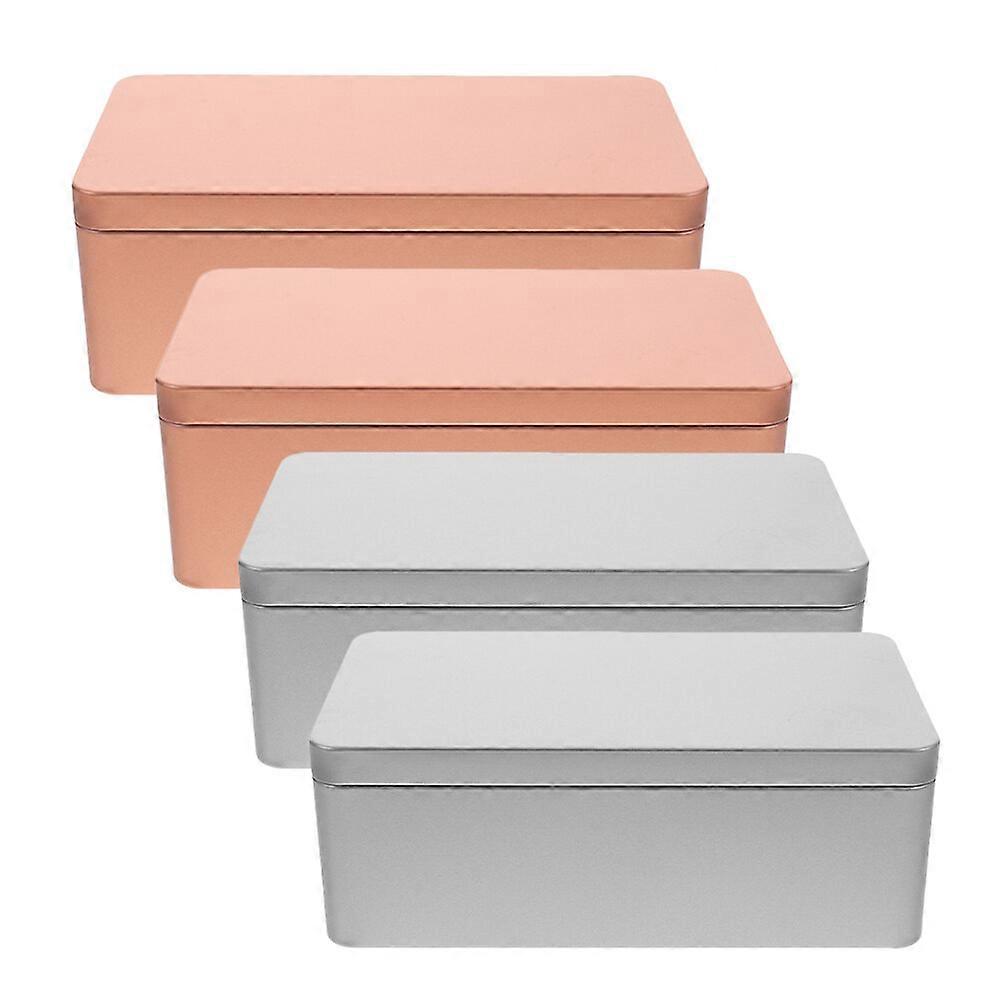 4PCS Metal Rectangular Boxes Candy Containers Portable Candy Box Party Favors Boxes