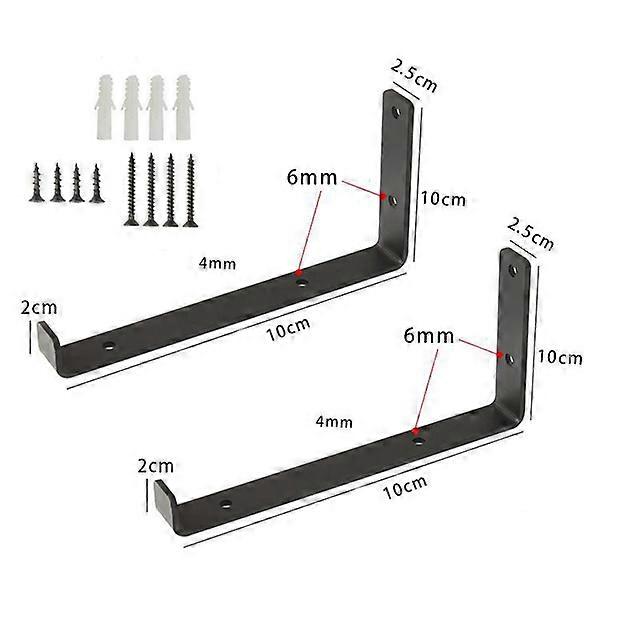 1Pair(2 PCS) Black Wall Mounted Shelf Bracket Brackets Support With Screws L shape