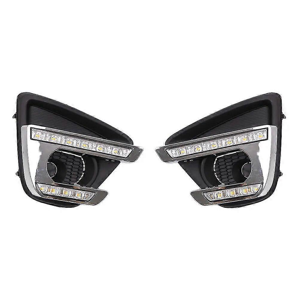 Car LED DRL with Yellow turn signal daytime running light fog lamp cover For Mazda CX-5 CX5 2012 2013 2014 2015 2016 Foglight