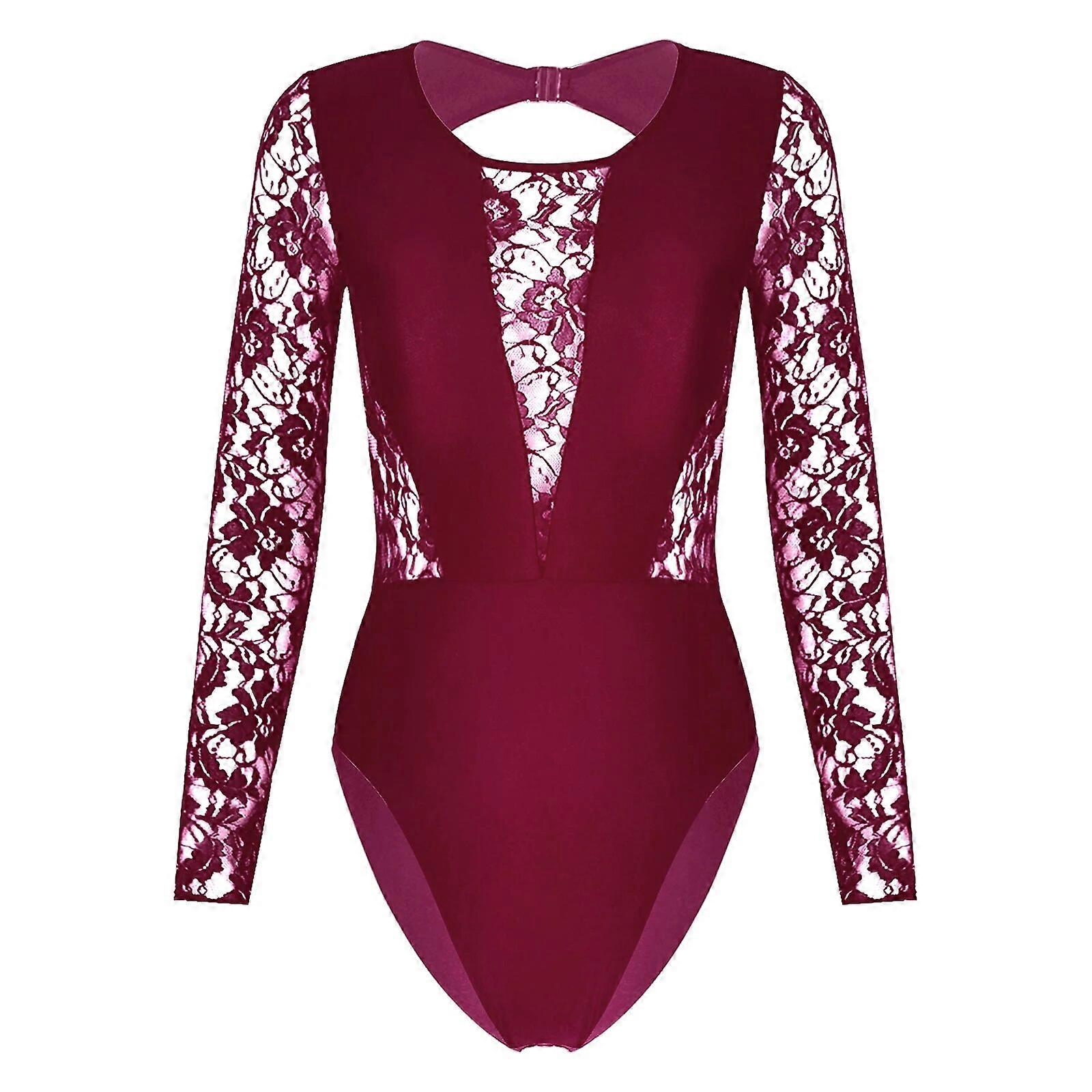 نسائي غطس الدانتيل الرقص الباليه ثوب عارية الذراعين بدلة طويلة الأكمام الجمباز ملابس للبالغين اليوغا الجليد التزلج على الجليد بذلة