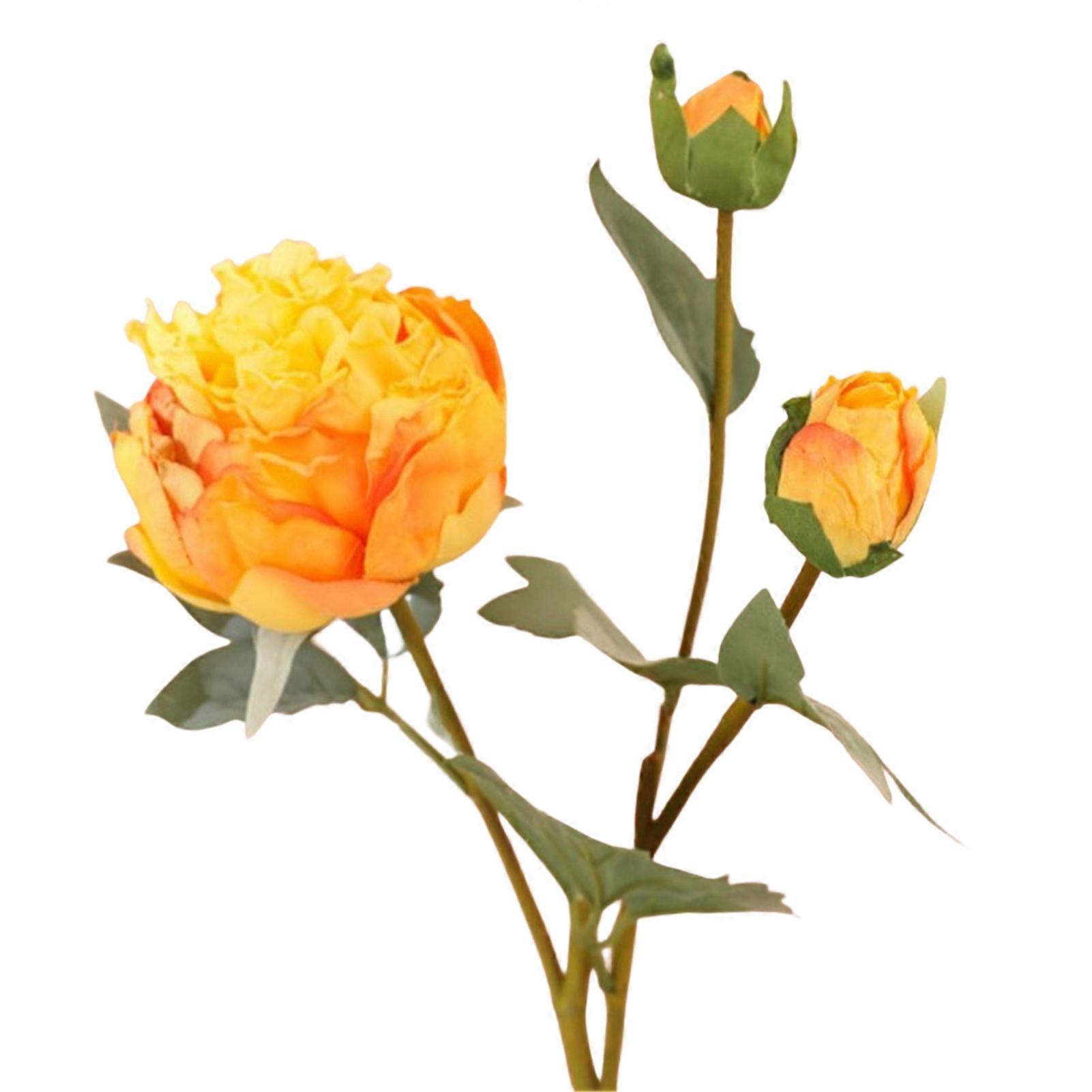 JIKAIX Artificial Flower Vintage Weather-resistant 3 Heads Table Centerpiece Artificial Peony for Dining Room