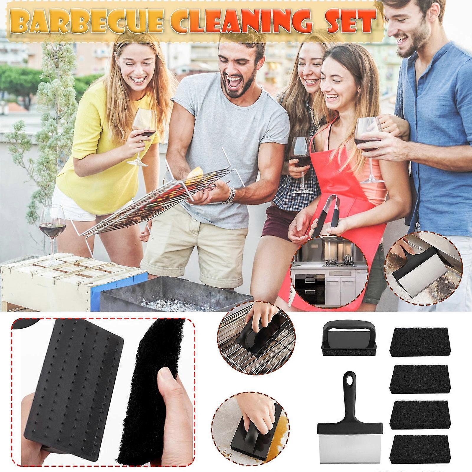 Stainless Steel Barbecue Cleaning Brush Scraper BBQ Cleaning Tool Set