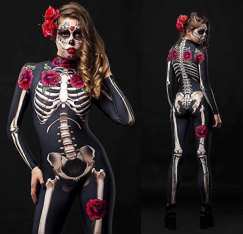 女性のためのハロウィーンコスチューム、大人の全身スケルトン、スケルトンコスチューム、シュガースカルハロウィンコスチューム、死者の日のコスチューム