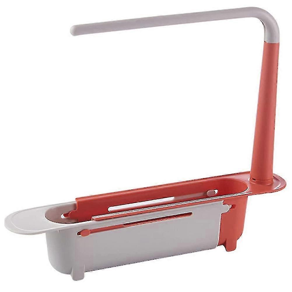 Telescopic Sink Storage Rack, Kitchen Red Drying Rack Stand
