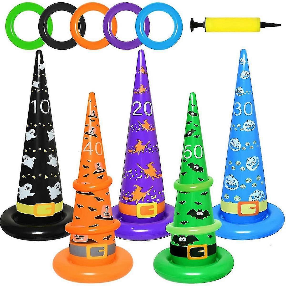 Halloween Inflatable Witch Hat Game With 10 Inflated Ring throwing ring game