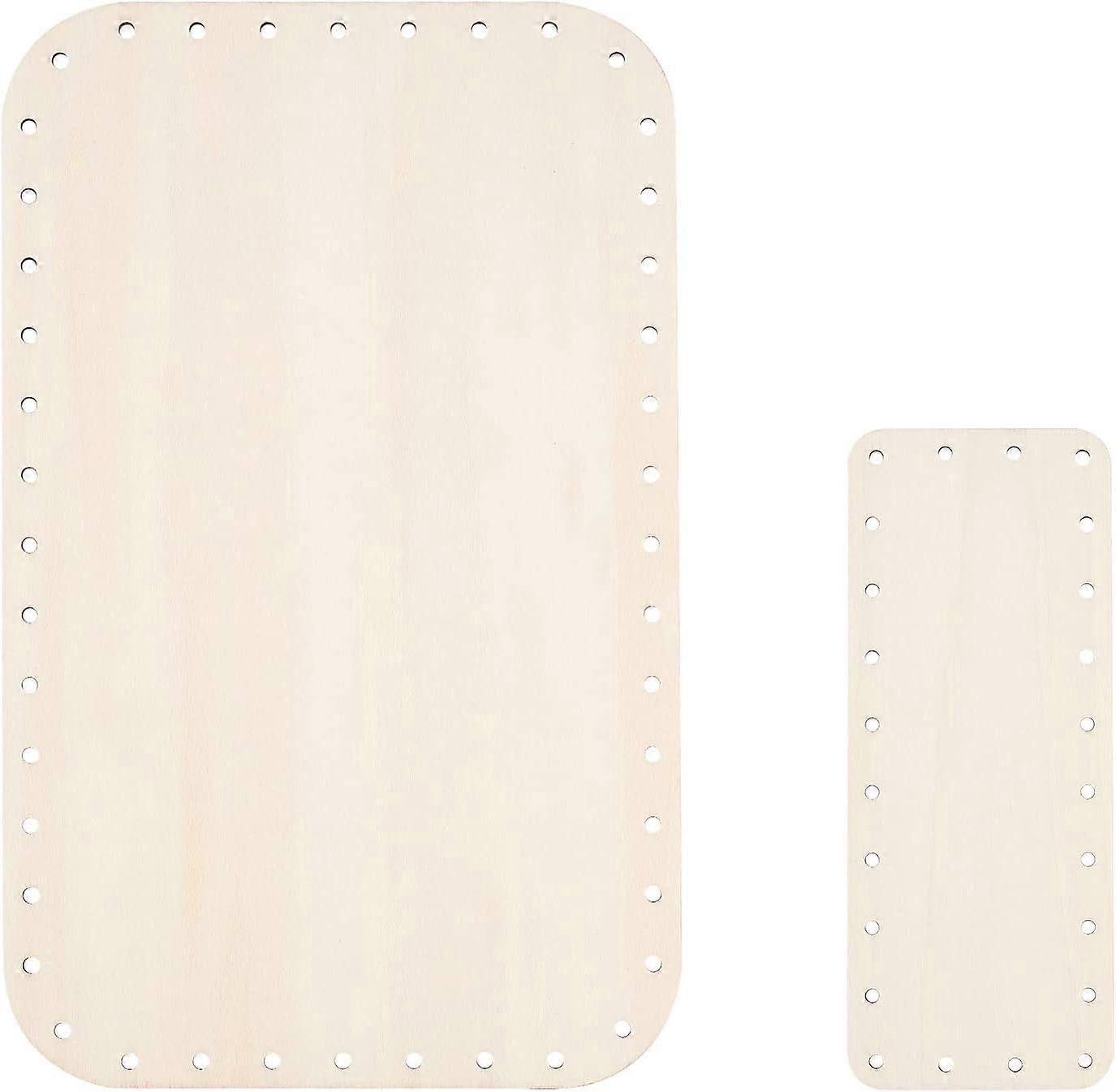 2pcs Basket Bottom for Rattan 2 Sizes Rectangle Wooden Basket Base Set Basket Cane Wicker Woven Board with 3mm Holes for DIY Floor Basket Pencil Holde
