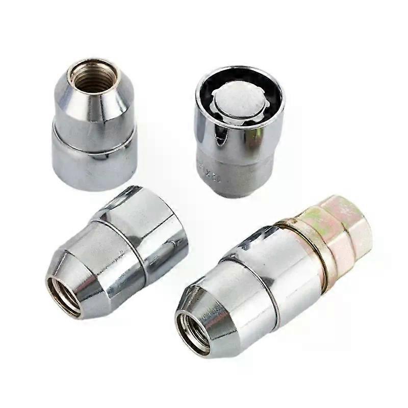 4PCS Chrome Socket Wheel Lug Nut Lock W/Key M12x15 M12x125 4 Anti Theft Locking Nuts+1 Key Set