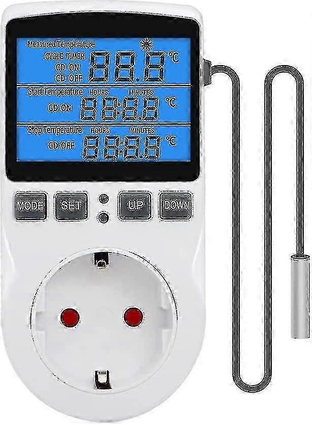 Digital Thermostat Socket, Temperature Controller 230v With Sensor, Lcd Screen Temperature Switch, Heating Cooling Thermostat Plug, Timer Day Night Te