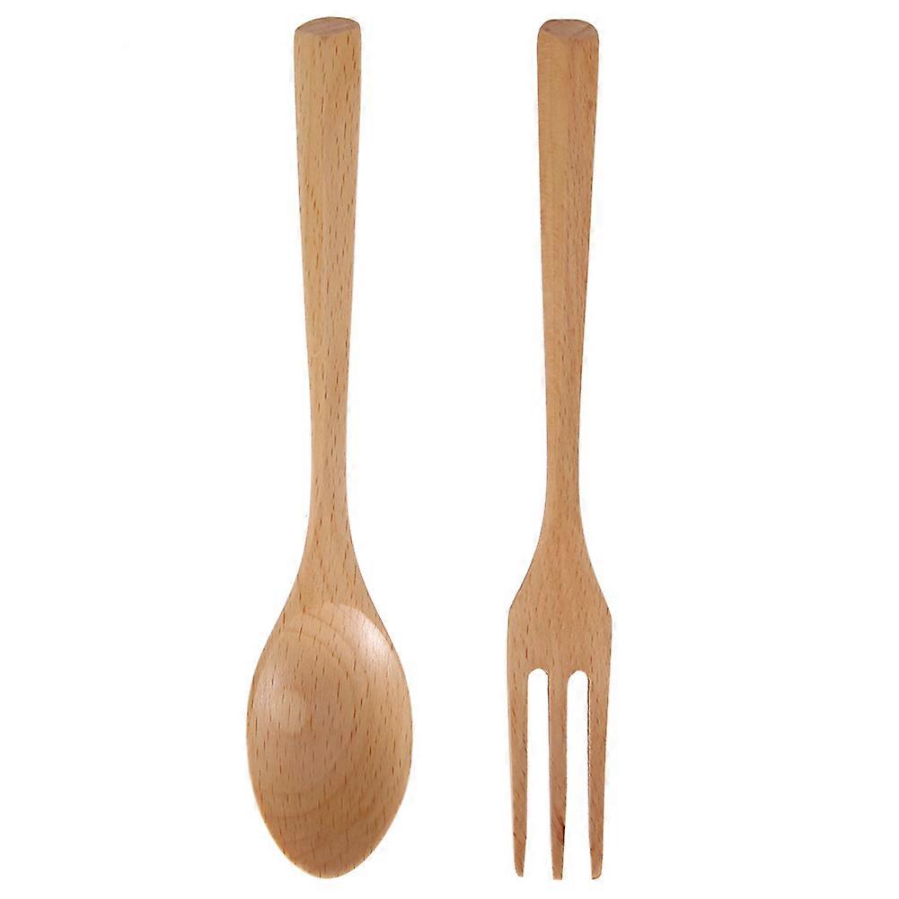 Natural Wooden Spoon and Fork Set for Kitchen Use