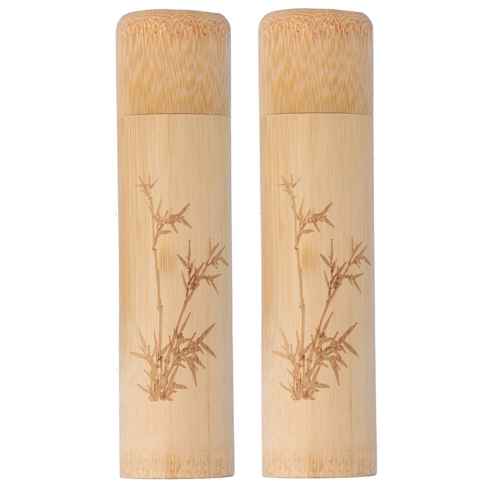 2個の竹管自然環境にやさしい炭化茶実香キャニスター竹パターン