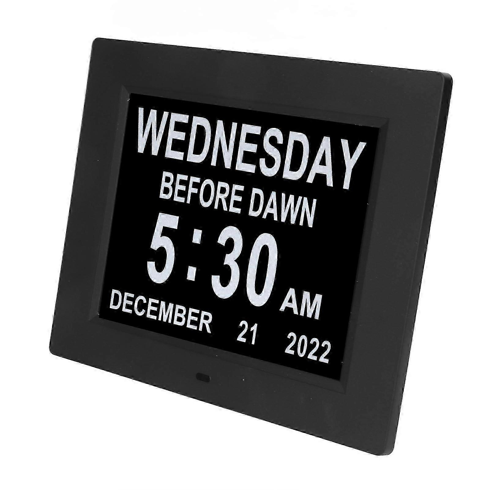 8inch Digital Day Calendar Clock Alarm Reminders 8 Languages Large Hd Display Elderly Digital Clock 110240v Uk Plug