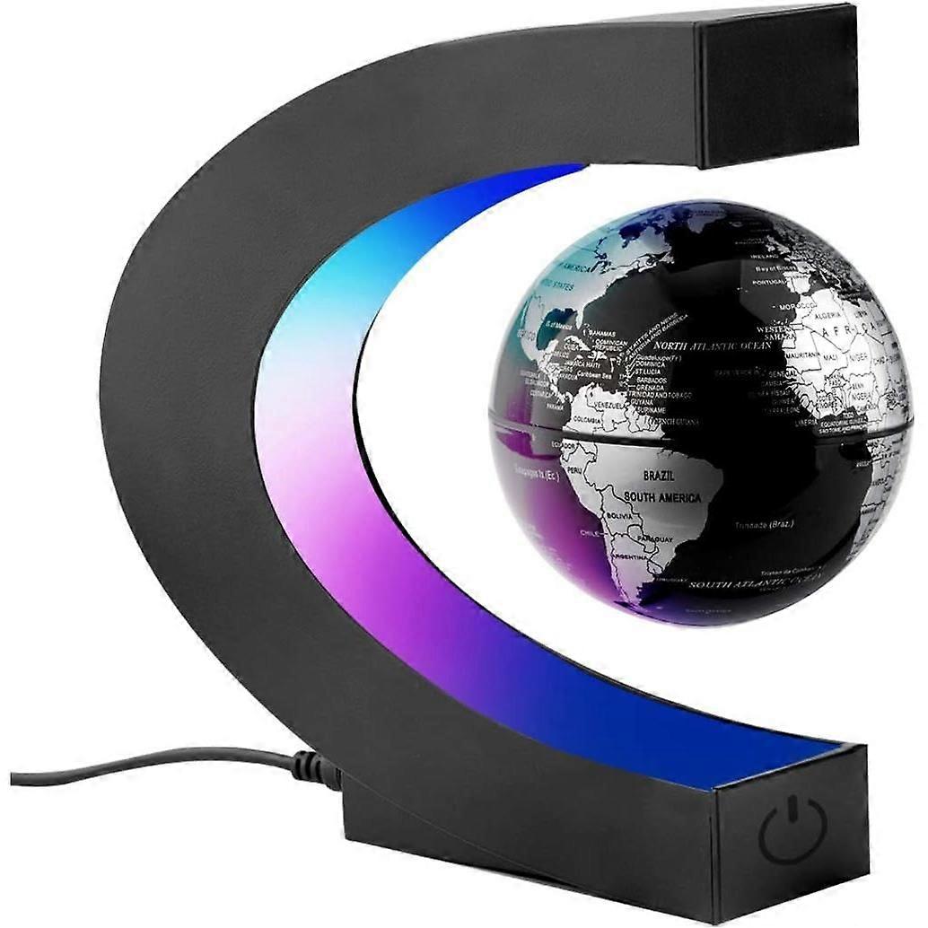 C Shape Magnetic Levitation Floating World Globe with Led Display Stand Rotating Earth Sphere Home Office Decoration