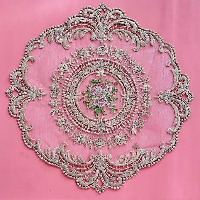 European Oval Lace Embroidered Coaster Bedroom Study Kitchen Cup Table Mat Food Fruit Plate Cover Cloth Christmas Decoration