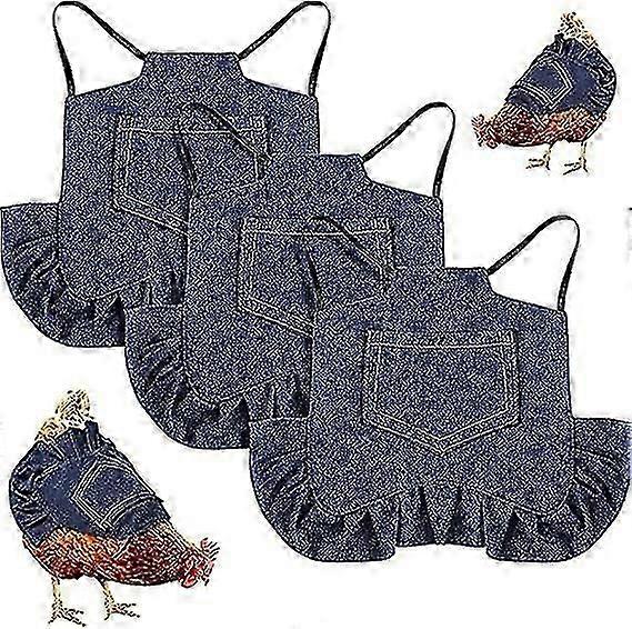 3pcs Chicken Saddles Hen Apron With Elastic Strap Poultry Protector Hen Care Supplies, Birds Protector For Back And Sides, Blue, Medium