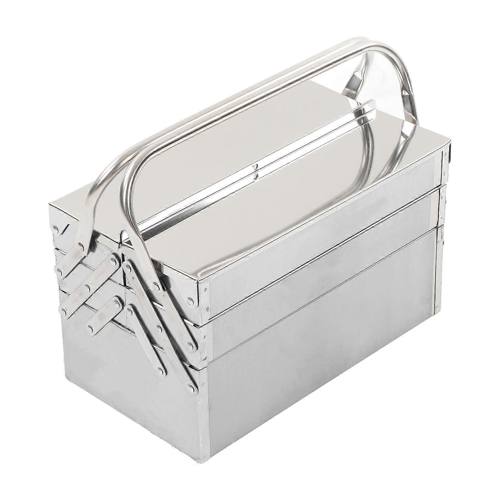 Fold Out Tool Box Stainless Steel Multifunctional 3 Layer 5 Tray Cantilever Folding Storage Box 