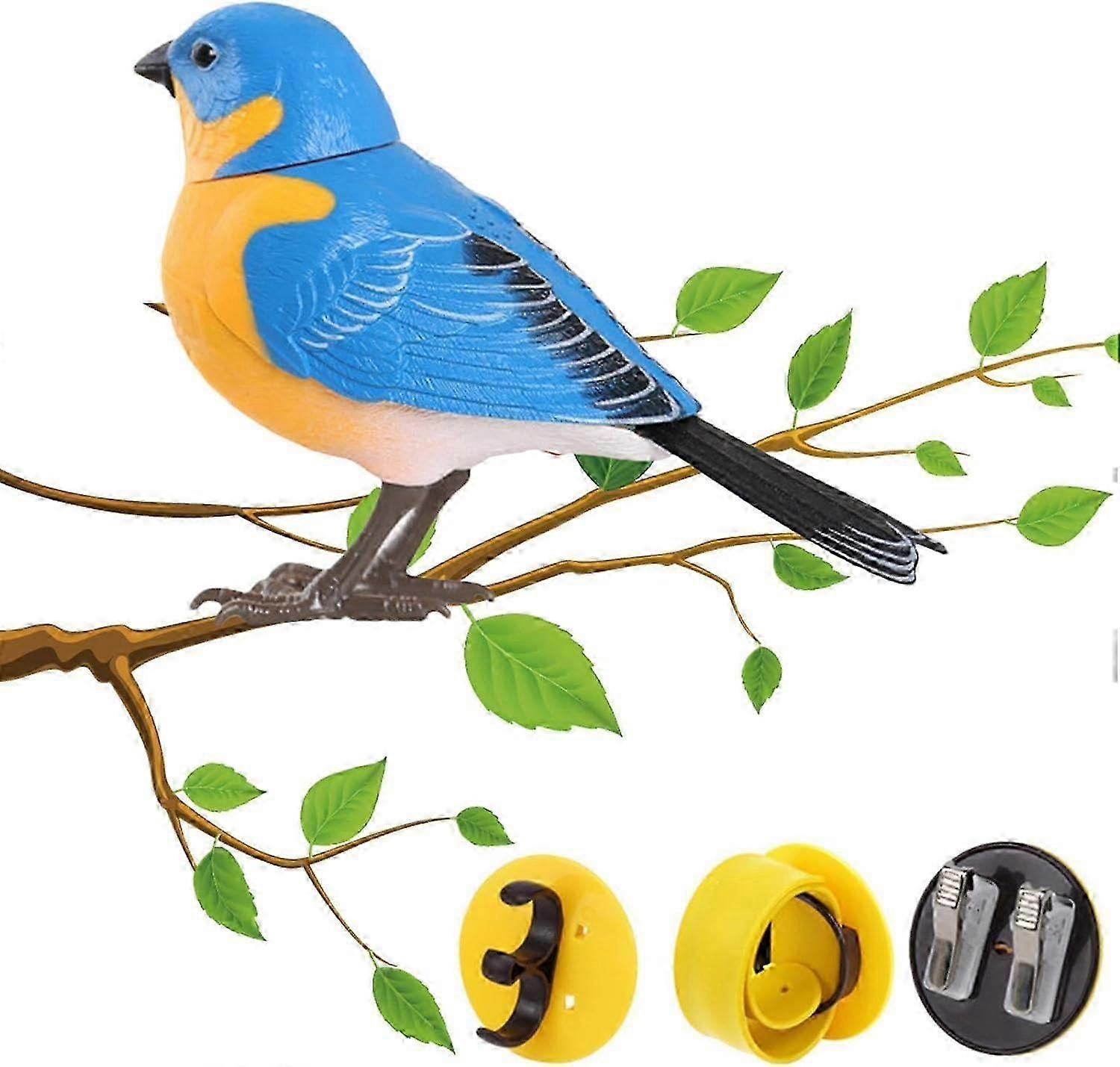 Electric Singing Chirping Bird Toy, Realistic Interactive Motion Sound Activated Decorative Simulation Bird