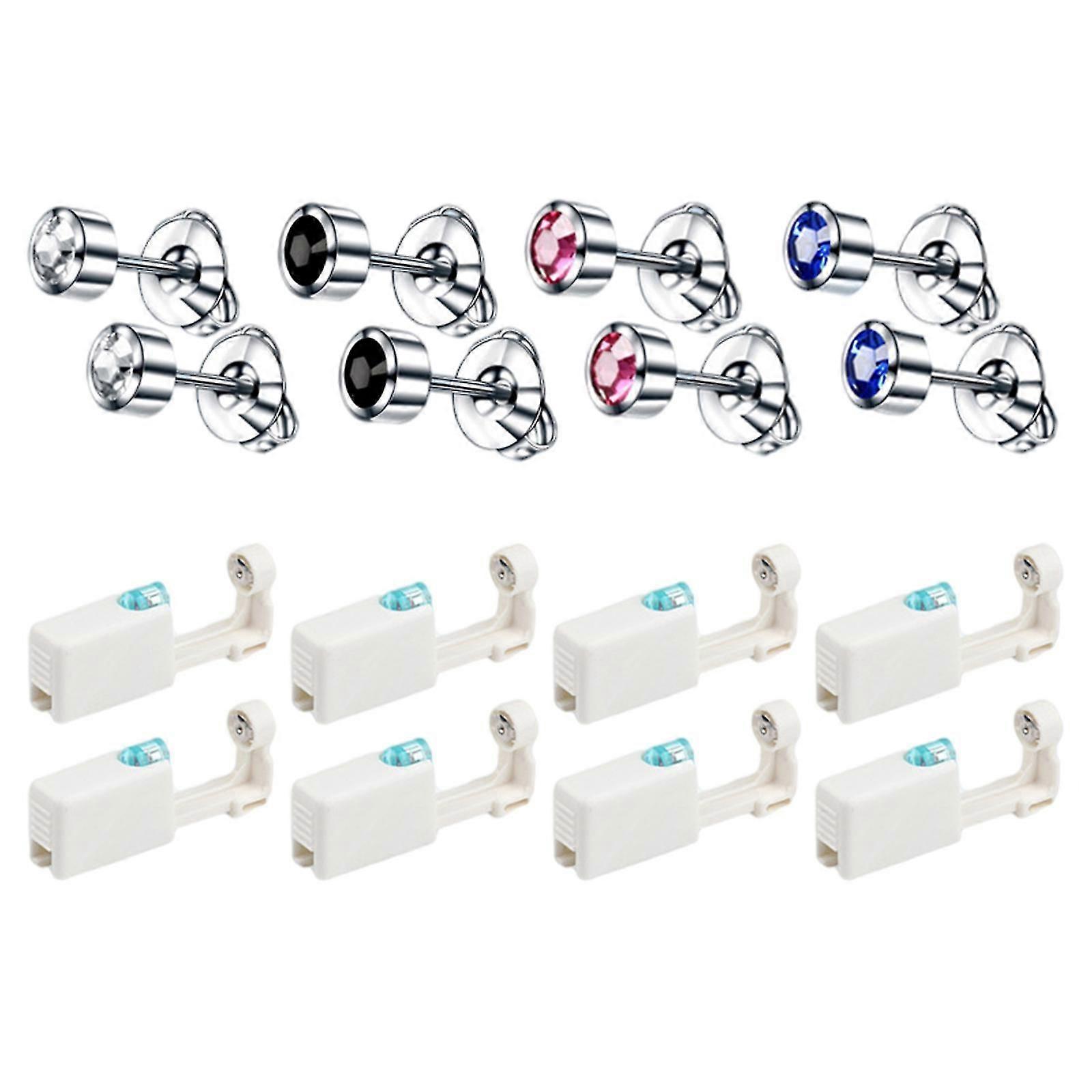 8pcs Self Ear Piercing Tool rustfritt stål Ear Piercing Gun Kit